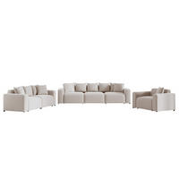 SOFASET Megan 3-2-1 In Salvador - Beige, Holzwerkstoff/Textil (327/75/98cm) - Fun Möbel