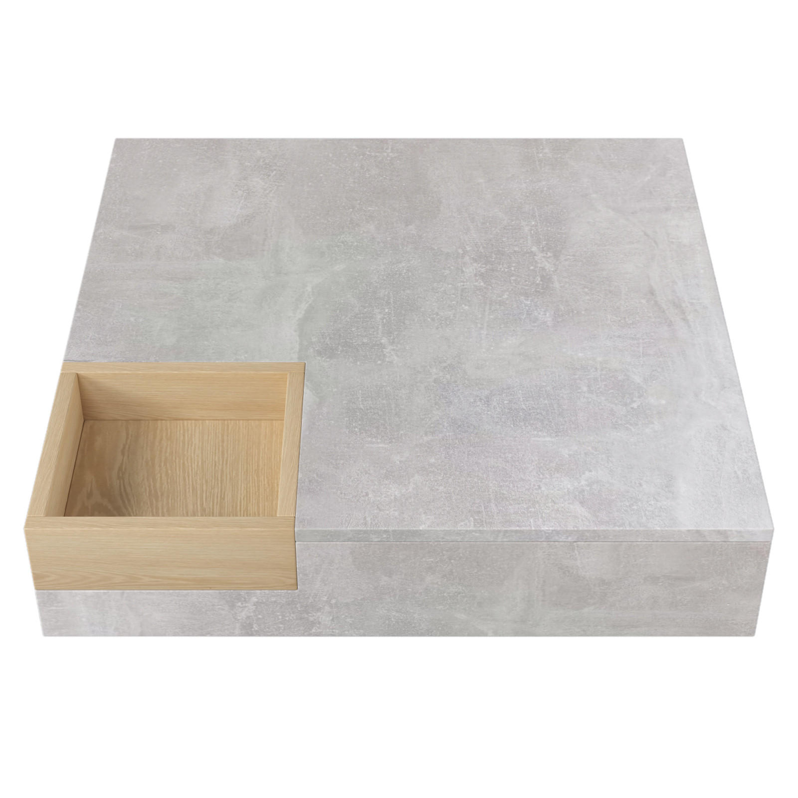 COUCHTISCH,WOHNZIMMERTISCH, 72/72/30 cm Betongrau, Abnehmbare Aufbewahrungsbox, Modern - Grau, Holz (72/72/30cm) - PARAFTA HOME