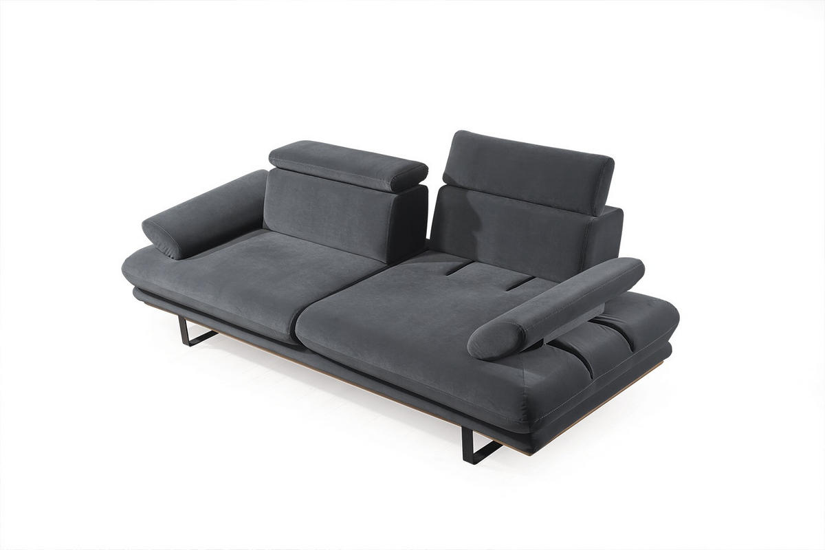 SOFA Energy 2-Sitzer Samt Dunkelgrau - Dunkelgrau, Textil (200/82/100cm) - Villa Möbel