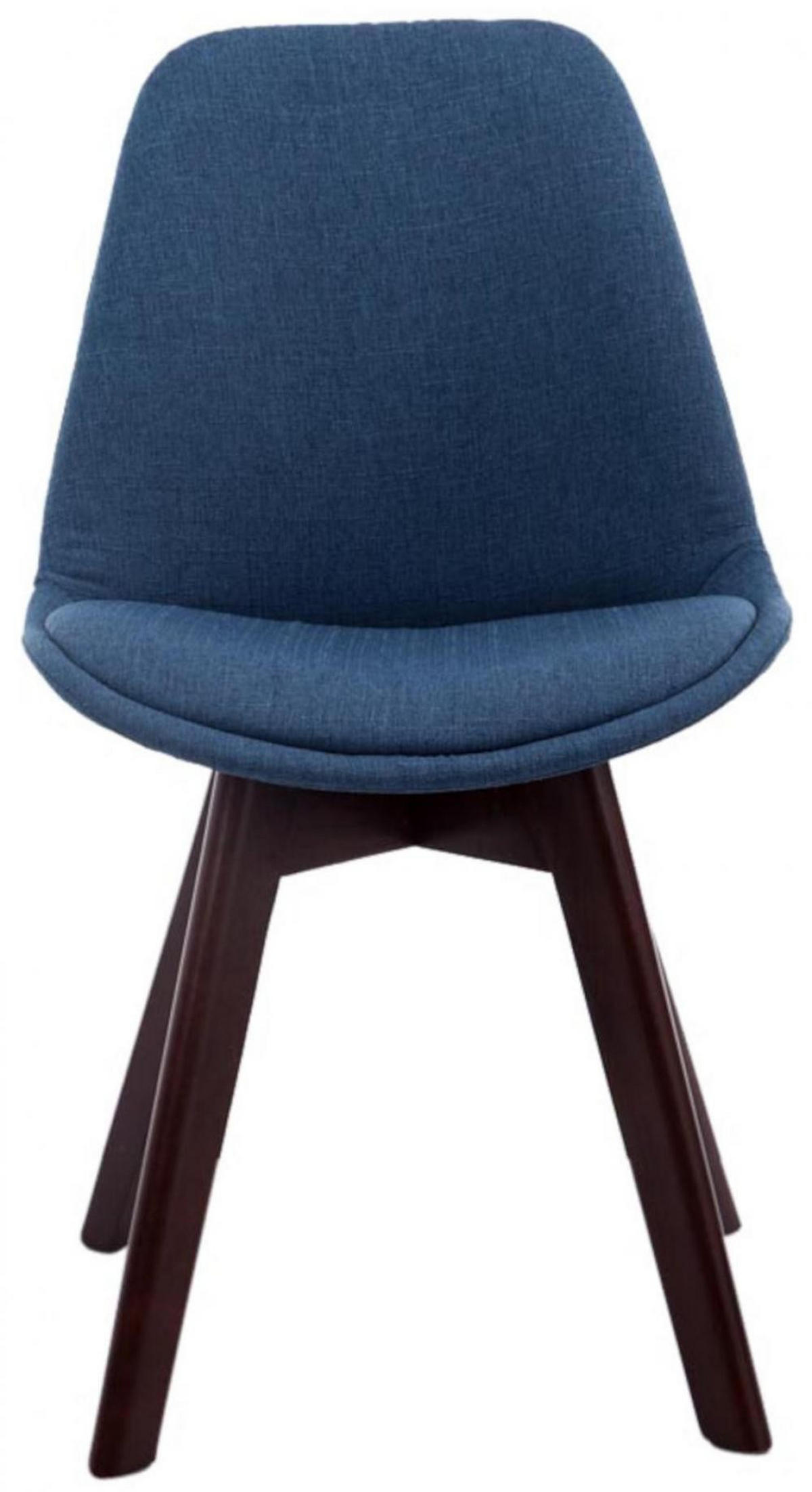 STUHL 4er Set Stoff blau - Blau/Walnussfarben, Holz/Textil (48/84/55cm) - CLP