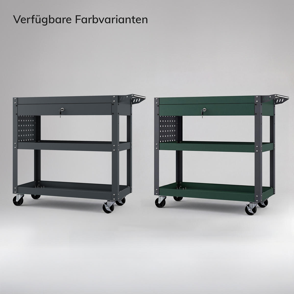 WERKSTATT-WERKZEUGWAGEN FRED 80x80x38 cm - Grün, Metall (80/80/38cm)