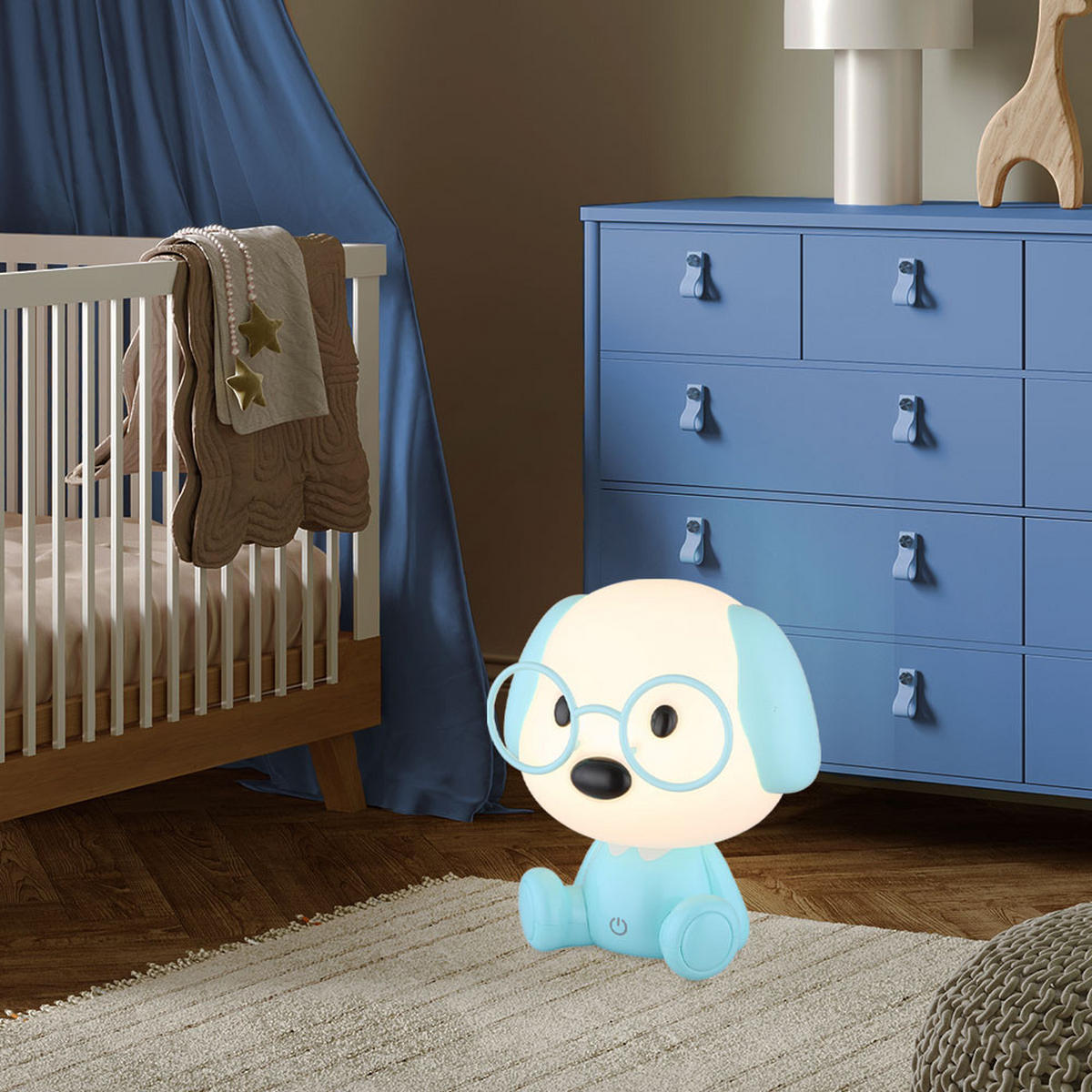 LED TISCHLEUCHTE Puppy Blau - Blau, Kunststoff (18/15/20cm) - Globo Lighting
