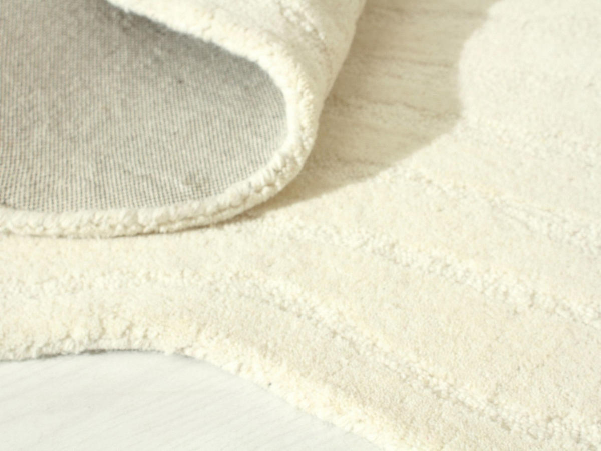 WOHNZIMMERTEPPICH - 160 cm x 160 cm - stoff - elfenbeinfarben Orenia - Weiß, Textil (160/160cm) - Vente-Unique