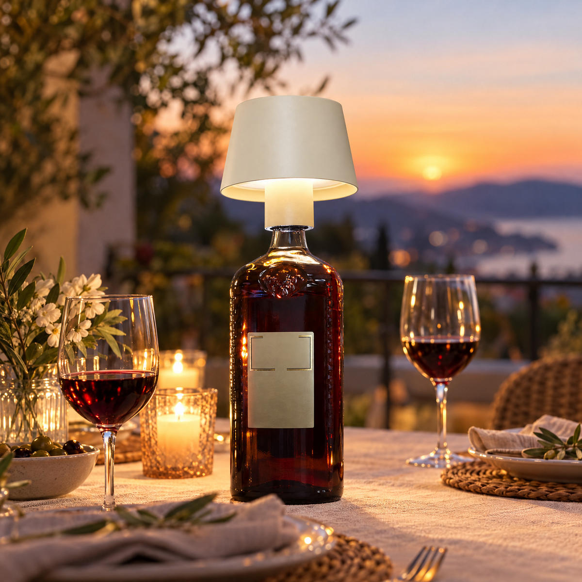 LED-TISCHLAMPE Akku 3-in-1 Beige dimmbar Flaschenaufsatz 26/45 cm Touch IP54 - Beige, Kunststoff (11/11/45cm) - Northpoint