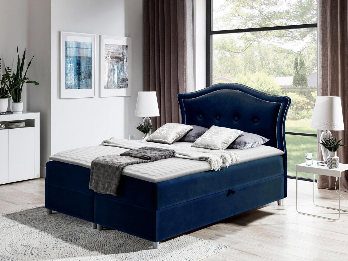 BOXBETT Bedran - Dunkelblau, Holz (120/200cm) - MIRJAN24