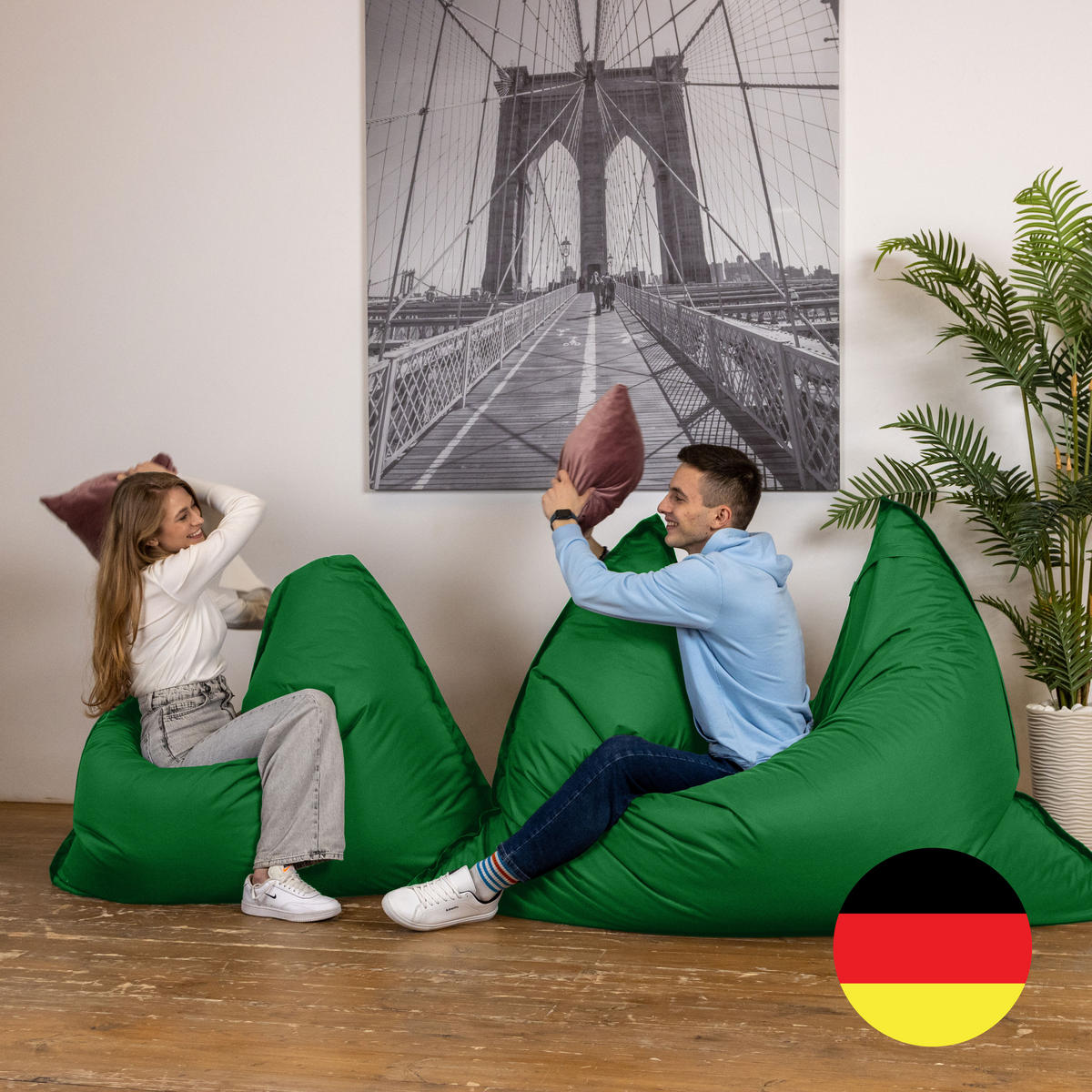 SITZSACK XXL Caree tannengrün, 140x180cm groß für Outdoor - Waldgrün, Textil (180/140/30cm) - Bruni
