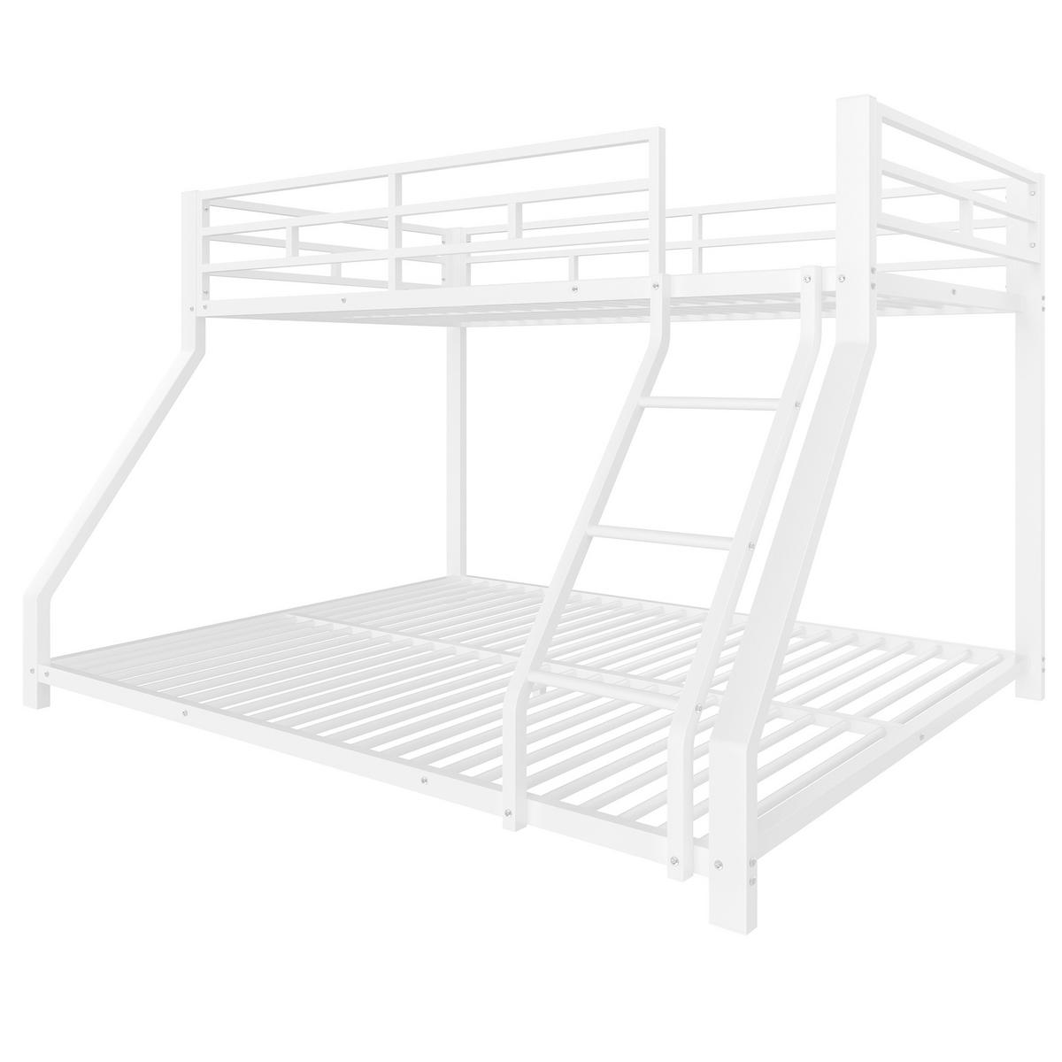 KINDERBETT Weiß Liegefläche 90/200 cm und 140/200 cm, Etagenbett, Sicherheitsgeländer, Treppe - Weiß, Metall (90/200cm) - PANGIVO