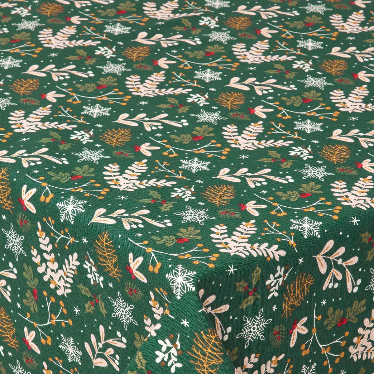 WEIHNACHTSTISCHDECKE Weihnachtswald grün, 178 x 305 cm, 100% Baumwolle - Grün, Textil (178/305cm) - Homescapes