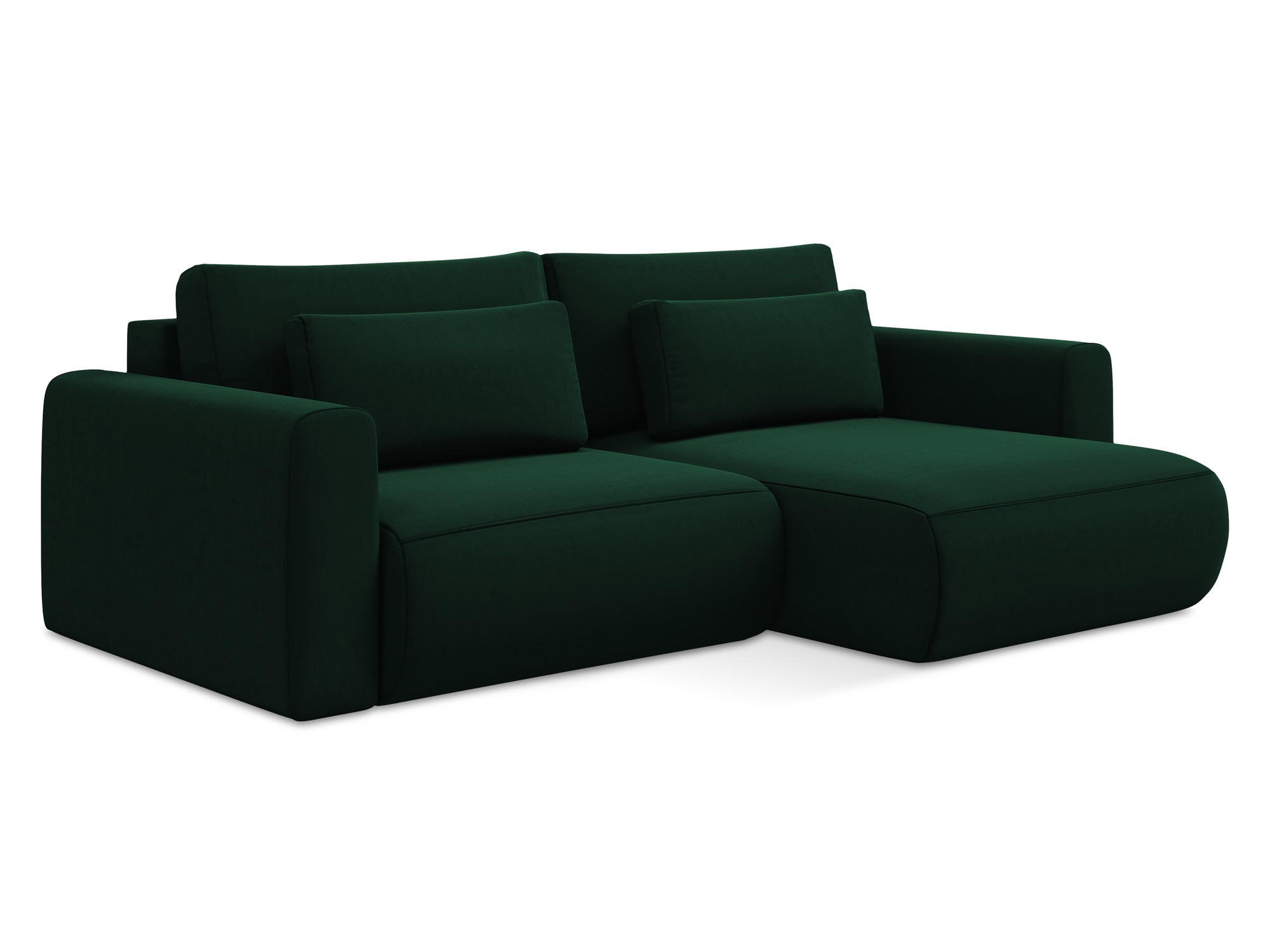 ECKSOFA mit Schlaffunktion Samt Stoff Grün - Dunkelgrün/Schwarz, Kunststoff/Textil (240/149cm) - Makamii