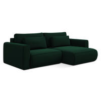 ECKSOFA mit Schlaffunktion Samt Stoff Grün - Dunkelgrün/Schwarz, Kunststoff/Textil (240/149cm) - Makamii