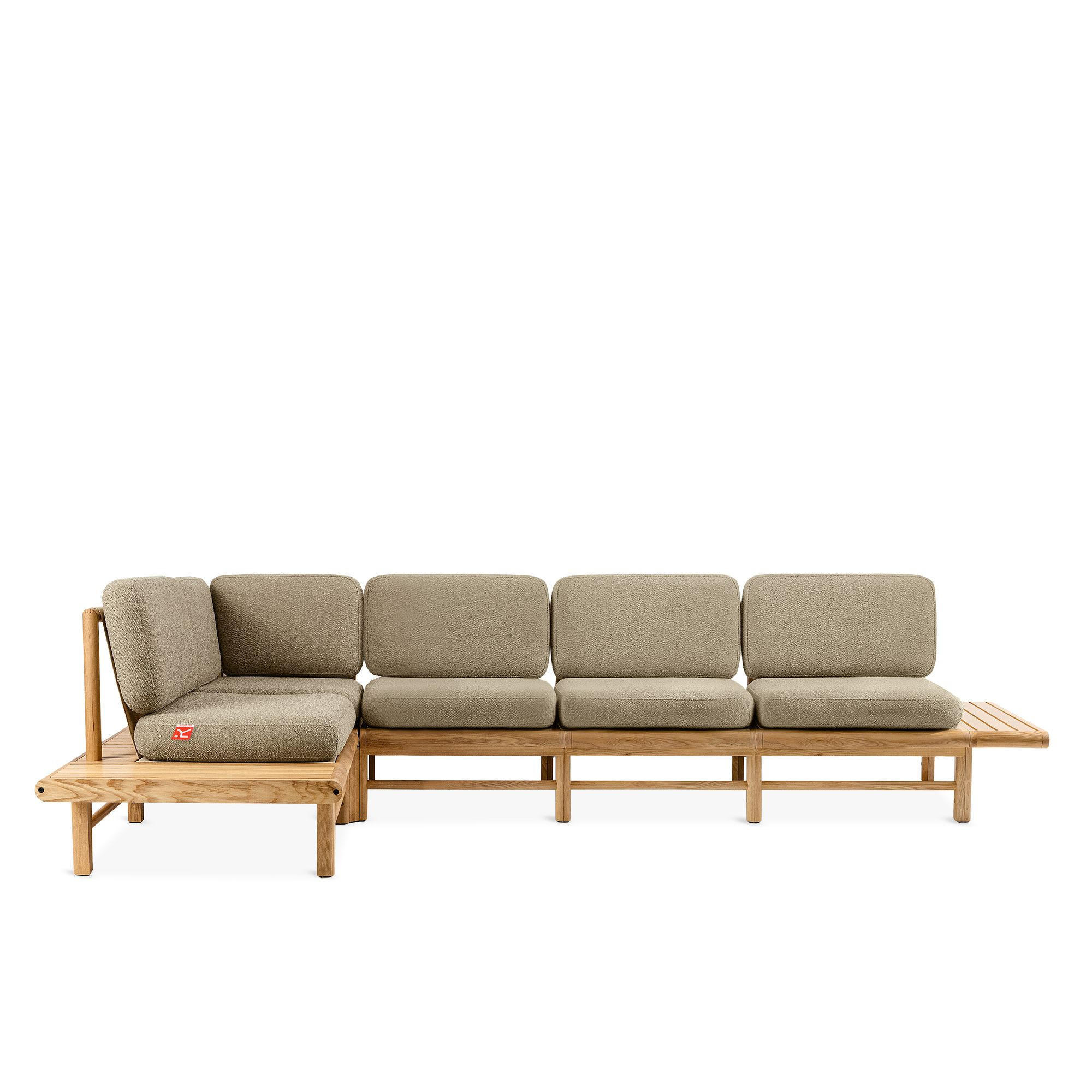 LOUNGESOFA ATREDA links - Beige, Holz/Textil (245/74/245cm) - KONSIMO®