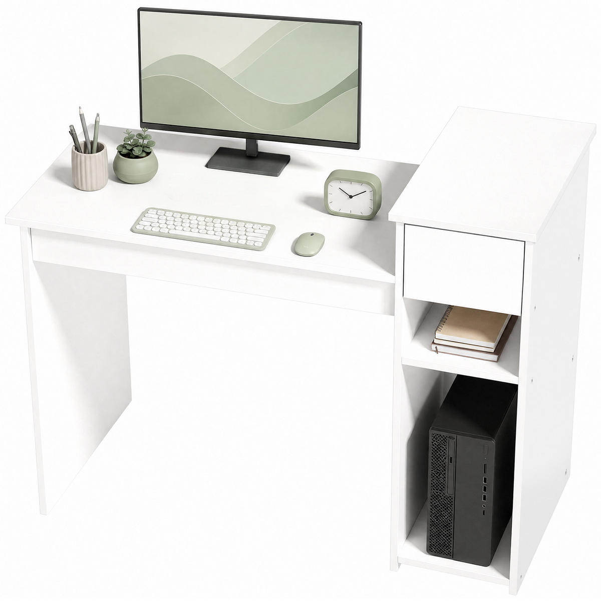 BÜROTISCH Weiß 1 Stück - Weiß, Holzwerkstoff (50/108/82cm) - GiPP