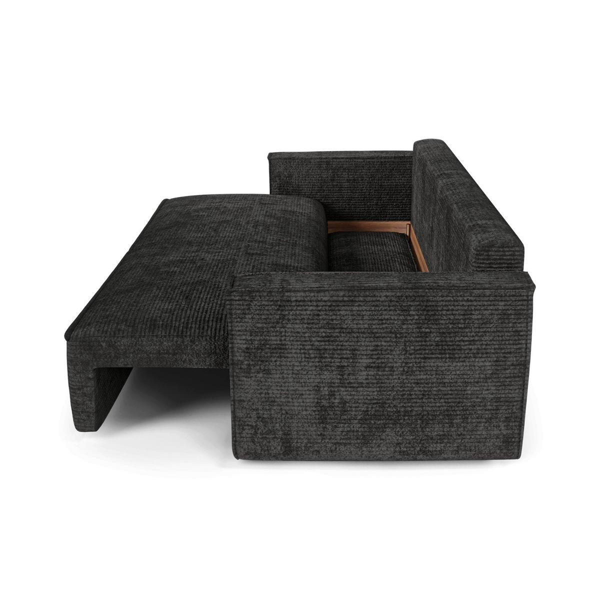SCHLAFSOFA mit Stauraum Cord Schwarz 254cm - Schwarz, Textil (254/78/95cm) - Premium Interiors