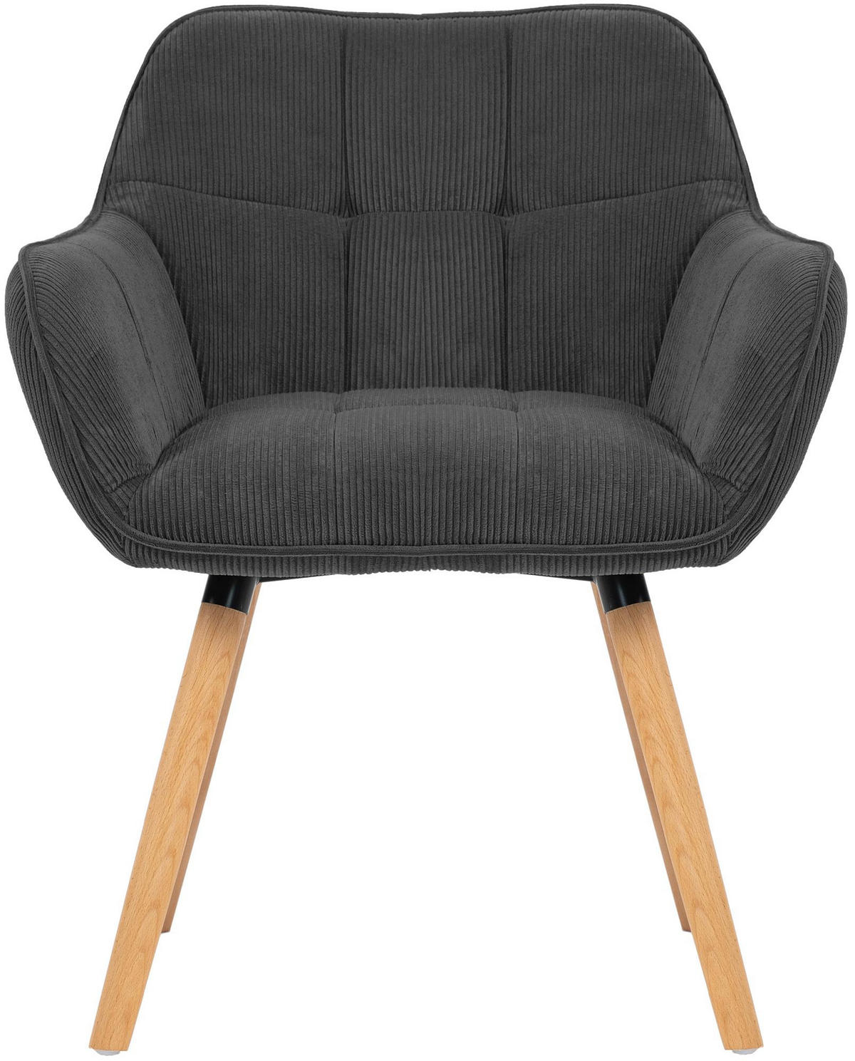 ESSZIMMERSTUHL Dunor Cord Dunkelgrau Braun Wohnzimmerstuhl - Dunkelgrau, Textil (65/82/64cm) - DELUKE