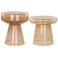 BEISTELLTISCH 2er-Set Rauchglas goldbraun rund Laguna/Caldera - Braun, Glas (37/37/43cm) - Beliani