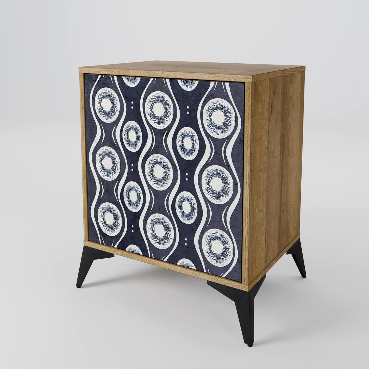 SIDEBOARD GRAPHITE EYES, Eichefarben, 57,5x42x77,5 cm, Schräge Buchenholzfüße - Eichefarben/Buchefarben, Holzwerkstoff/Buchenholz (57.5/77.5/42cm) - SpaceRebels