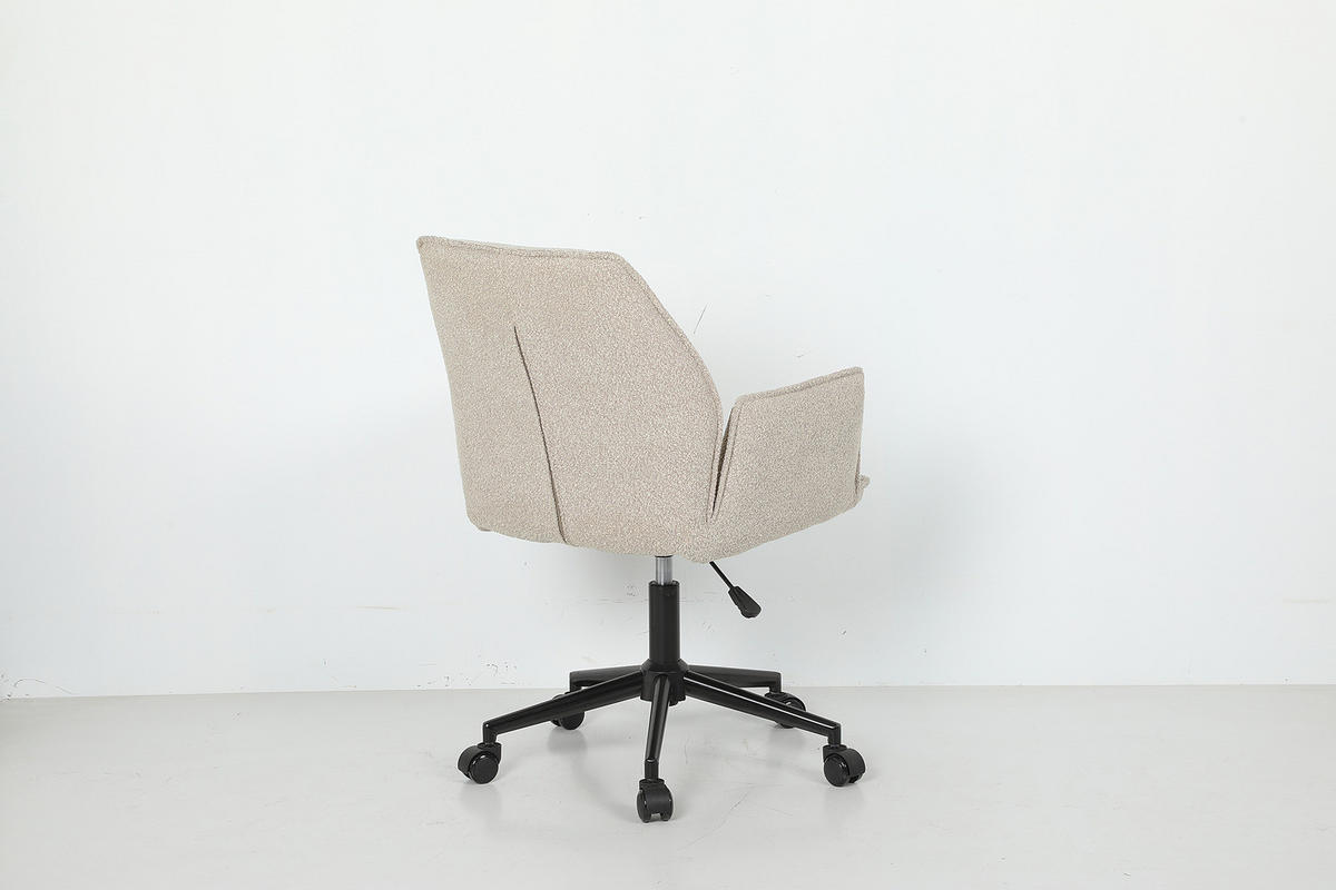 BÜRODREHSTUHL - Bouclé / Eisen - Beige/Schwarz, Textil/Metall (57/85/62cm) - home24