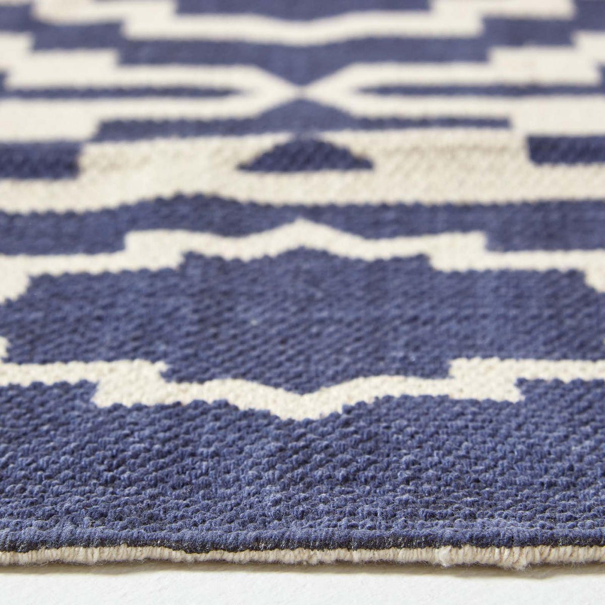 BAUMWOLLTEPPICH-LÄUFER Halmstad geometrisch 66/200 cm - Blau, Textil (66/200cm) - Homescapes