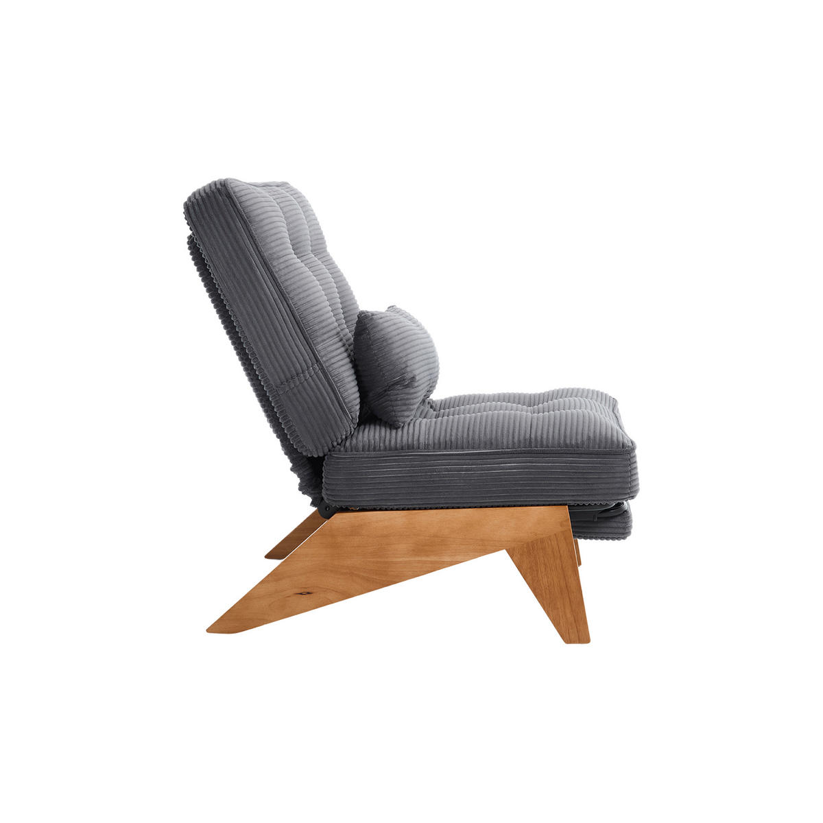 SESSEL Cord Dunkelgrau mit verstellbarer Rückenlehne und mit Lendenkissen - Dunkelgrau, Holzwerkstoff/Textil (73/90/127cm) - WISHDOR