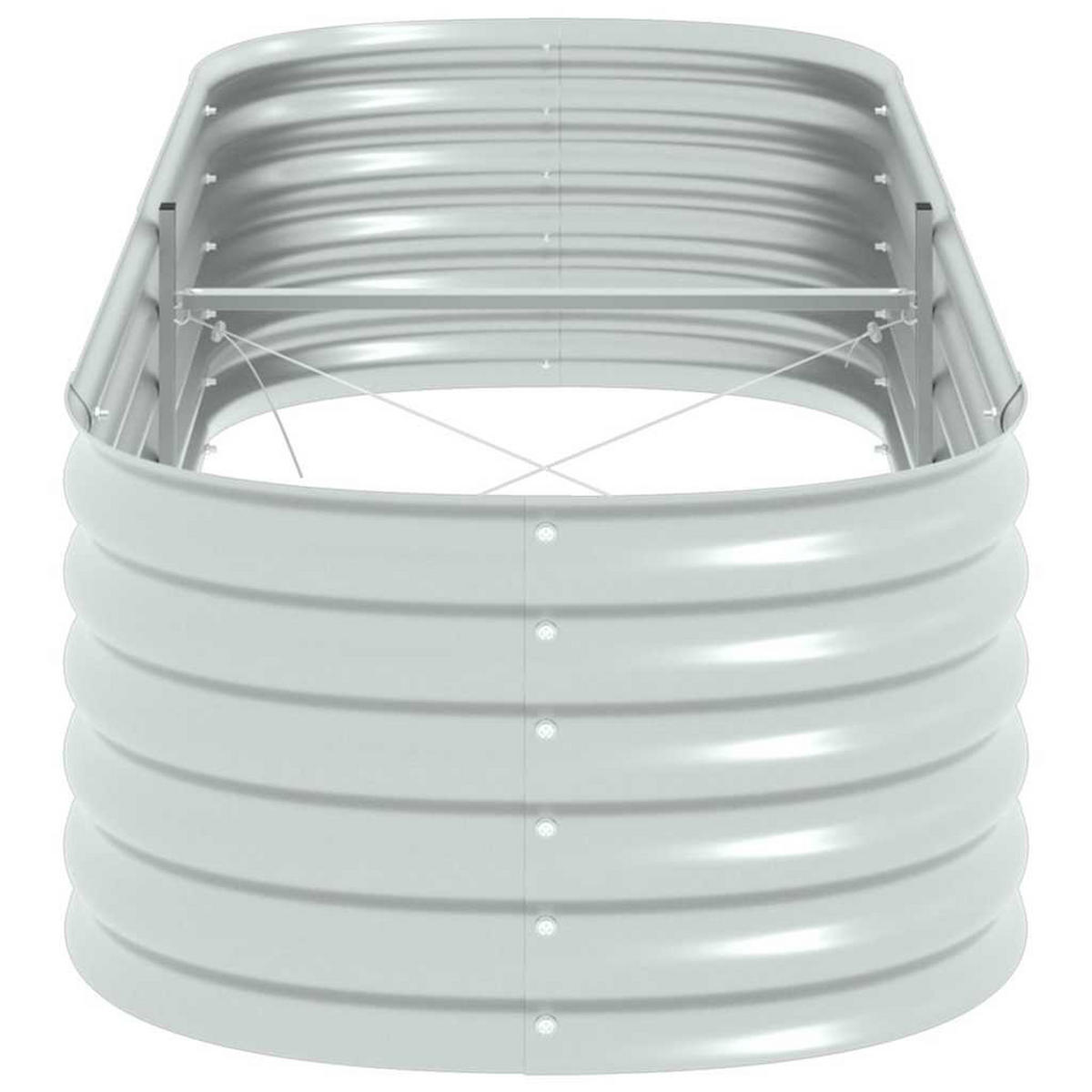 RUNDES Hochbeet für Garten BLUMO | Verzinkter Stahl | 240x80x44cm, Silber - Silberfarben, Metall (240/44/80cm) - DELUKE