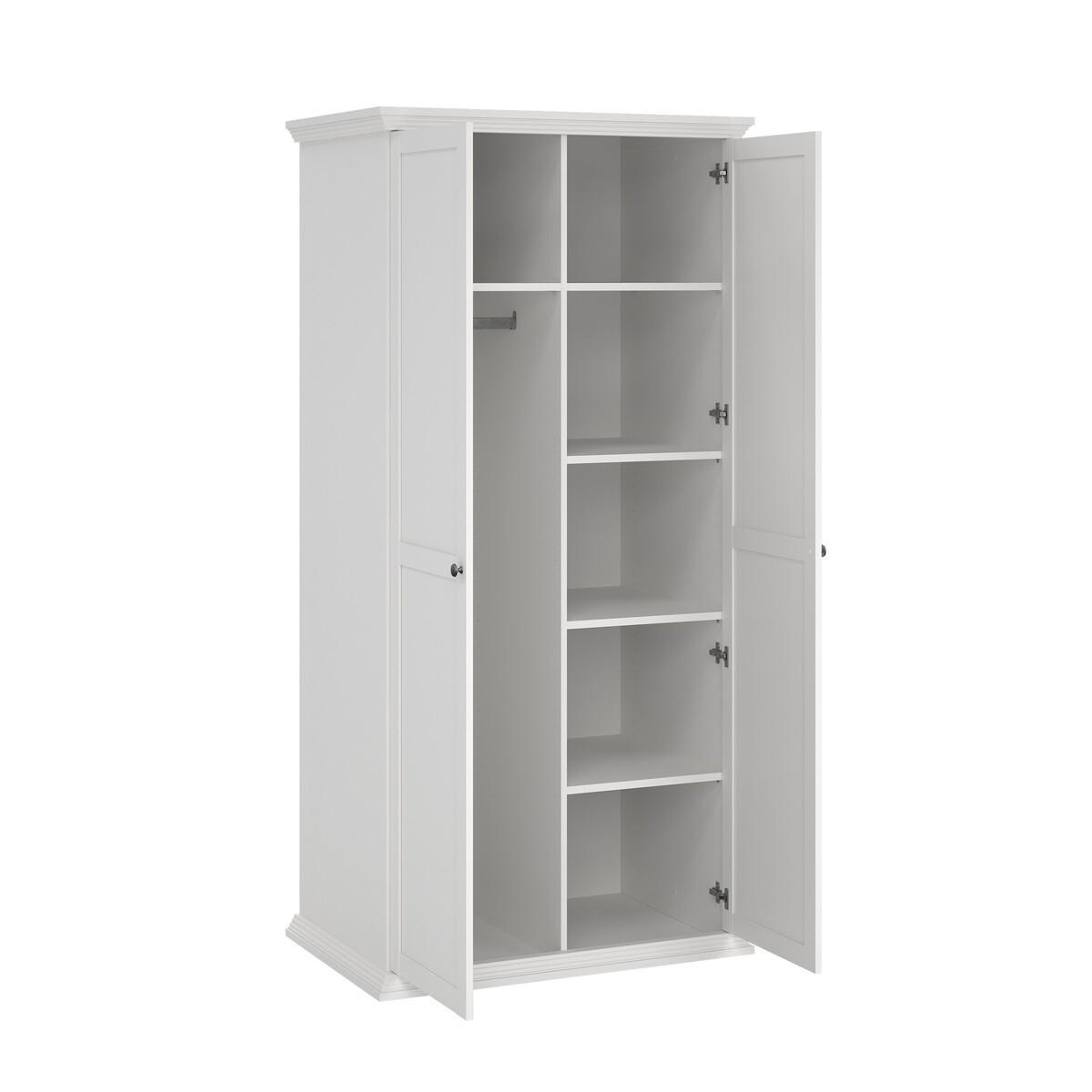 KLEIDERSCHRANK mit 2 Rahmen-Türen south 95,7/63,1/200 cm - Weiß, Holzwerkstoff (63.1/200/95.7cm) - Calicosy