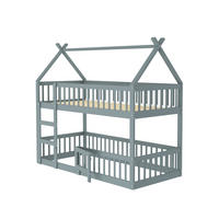 ETAGENBETT 90x200 cm Treppe grau - Grau, Holz (90/200cm) - LEBENLANG