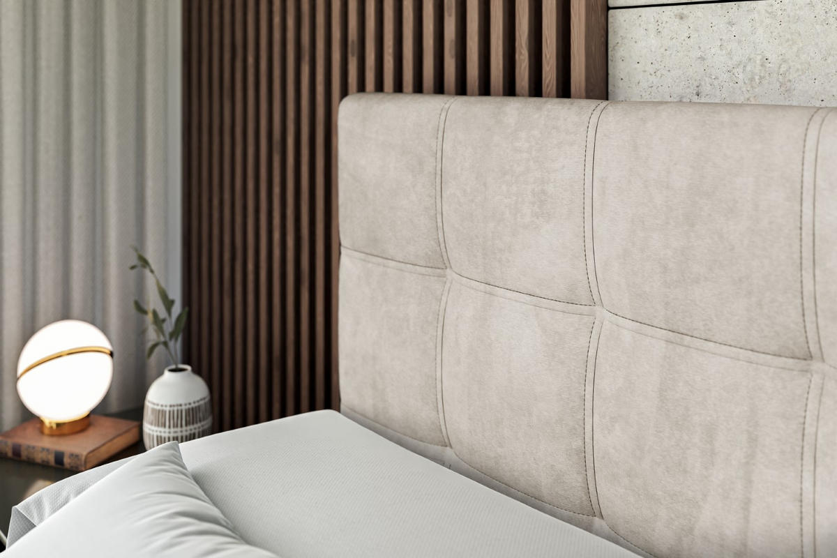 BOXBETT mit Matratze H3 und Lattenrost - MARCE - 160 x 200 cm - Beige - Creme, Holzwerkstoff (160/200cm) - ALTDECOR