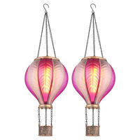 LED AUSSENLEUCHTE Solarleuchte Pink Feuer Effekt 2er Set - Multicolor, Metall (14/14/46.5cm) - Globo Lighting