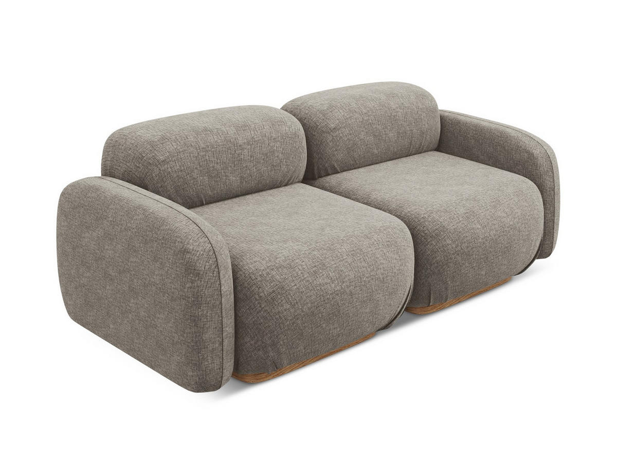3-SITZER SOFA Chenille Stoff Grau - Taupe/Braun, Holz/Textil (190/73/95cm) - Makamii