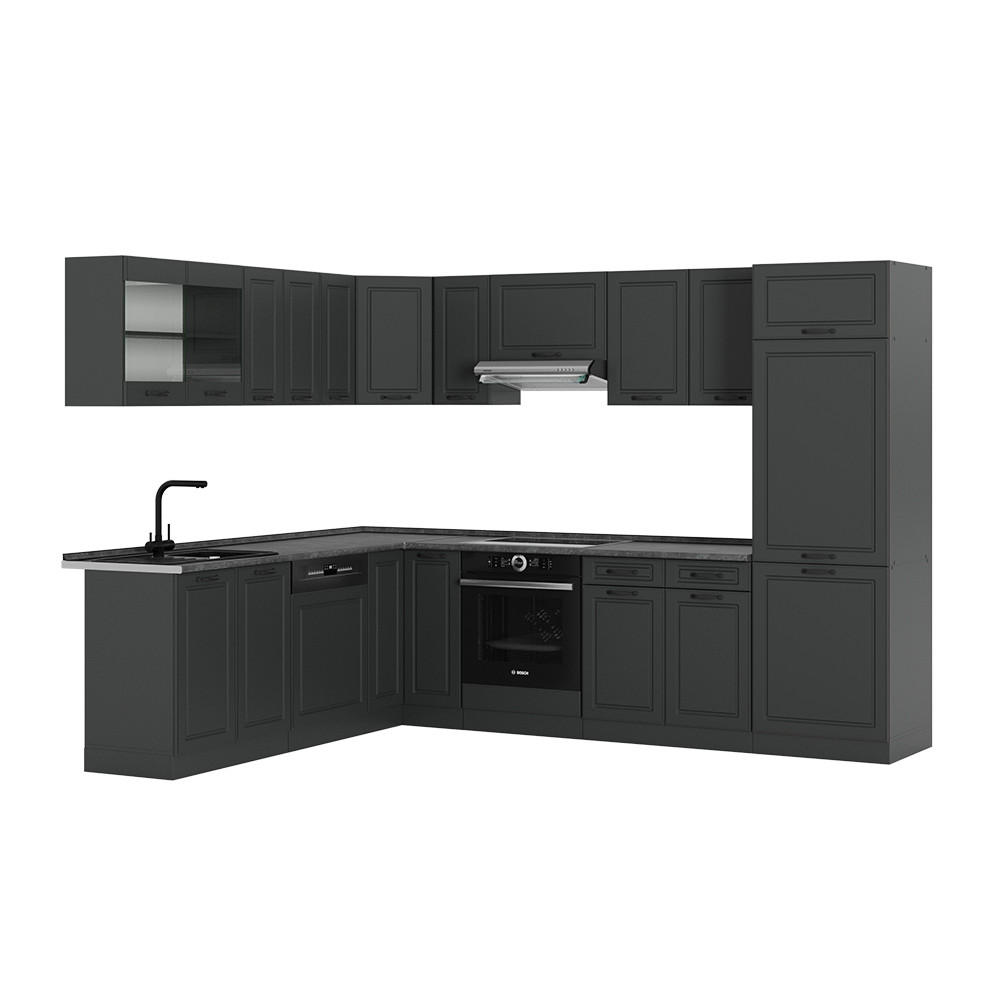 ROHOVÁ KUCHYŇ R-Line Antracitový venkovský dům/antracit - antracitová, kompozitní dřevo (287/81.6/46cm) - Vicco