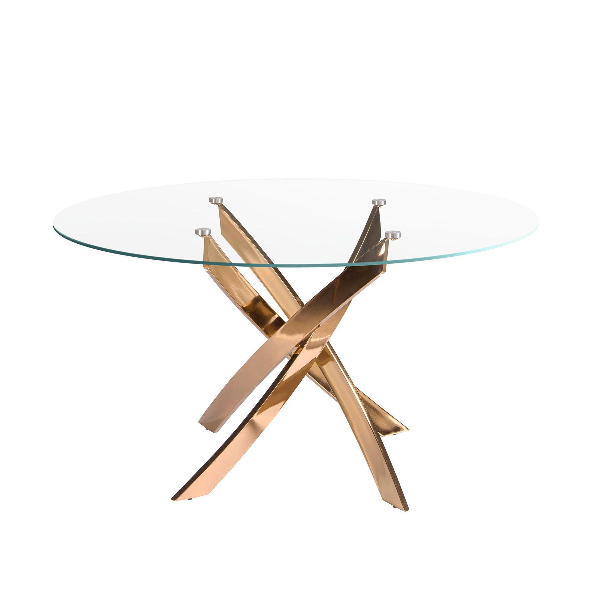 ESSTISCH Runder Esstisch aus gehärtetem Glas und rosa Stahl Ø110/75 cm - Pink/Hellrosa, Glas/Metall (110/110/75cm) - ANGEL CERDA