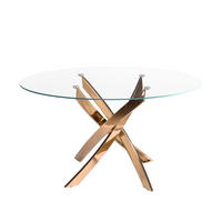 ESSTISCH Runder Esstisch aus gehärtetem Glas und rosa Stahl Ø110/75 cm - Pink/Hellrosa, Glas/Metall (110/110/75cm) - ANGEL CERDA