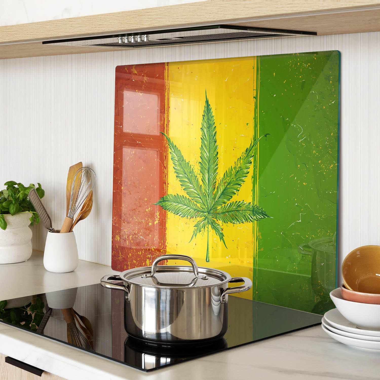 GLASPLATTE 60x52 cm Rasta-Flagge - Multicolor, Glas (60/0.4/52cm) - TULUP