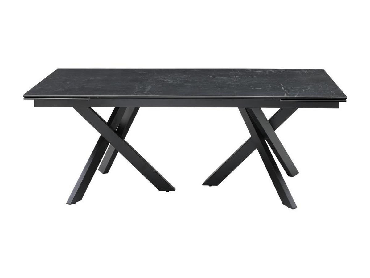 ESSTISCH ausziehbar - 8 bis 12 Personen - Sicherheitsglas & Keramik - Marmor-Optik Schwarz - MARISO - Schwarz, Glas (280/100/76cm) - Vente-Unique