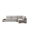 ECKSOFA mit Hocker und Lounge-Design - Walnussfarben/Hellgrau, Holz/Textil (193/313cm) - myHomelando