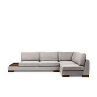 ECKSOFA mit Hocker und Lounge-Design - Walnussfarben/Hellgrau, Holz/Textil (193/313cm) - myHomelando