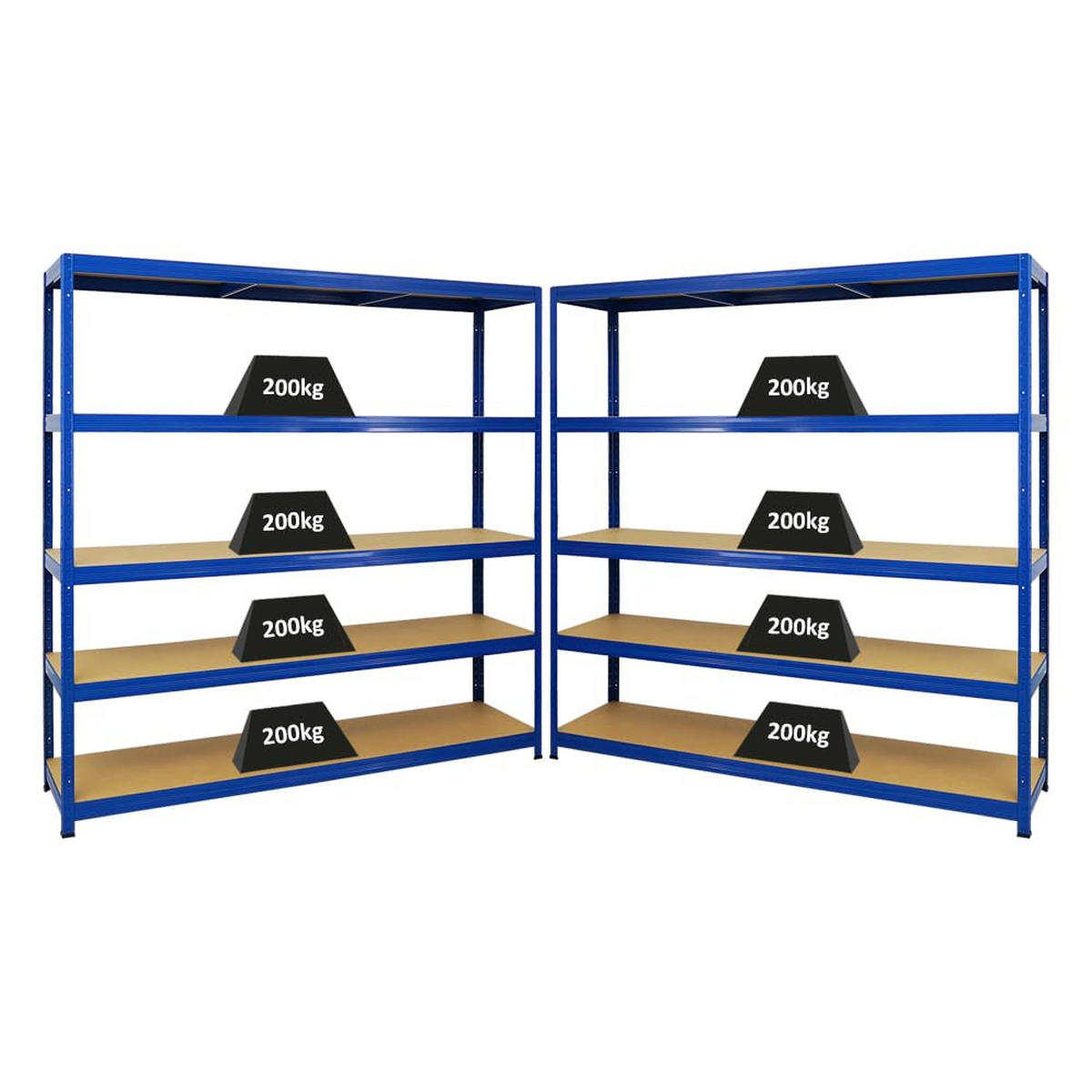 SCHWERLASTREGAL Giant Elephant 2er-Set mit 2x 180x180x45 cm Fachlast 200 kg Blau - Blau, Metall (360/180/45cm) - PROREGAL