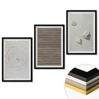 WANDBILDER 3er-Set - 40x60 cm Schwarzer Rahmen - Natürliche Texturen Holz Stein - Schwarz, Kunststoff (40/60cm) - ArtPrintCave