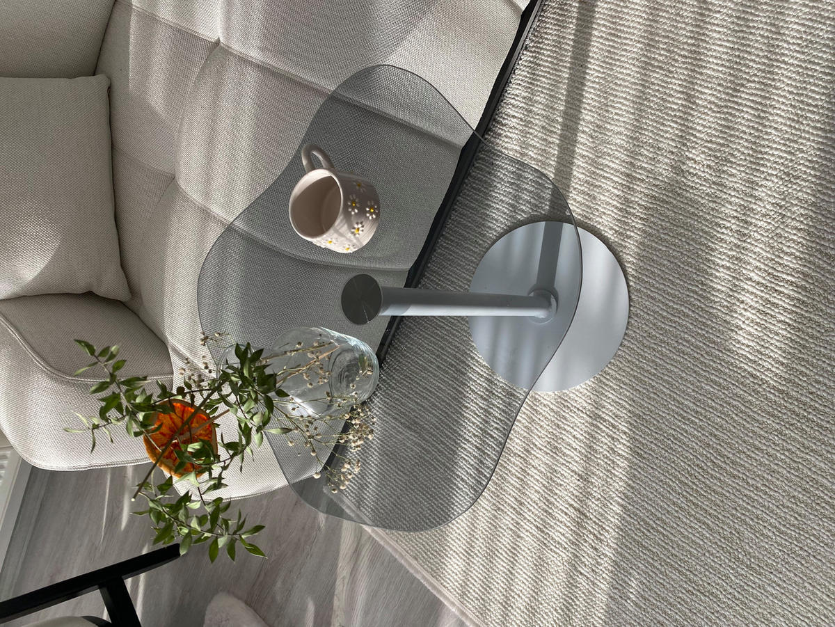 BEISTELLTISCH Royale mit Weißfuß und Rauchglasplatte - Weiß, Holzwerkstoff/Metall (50/50/50cm) - moebel17