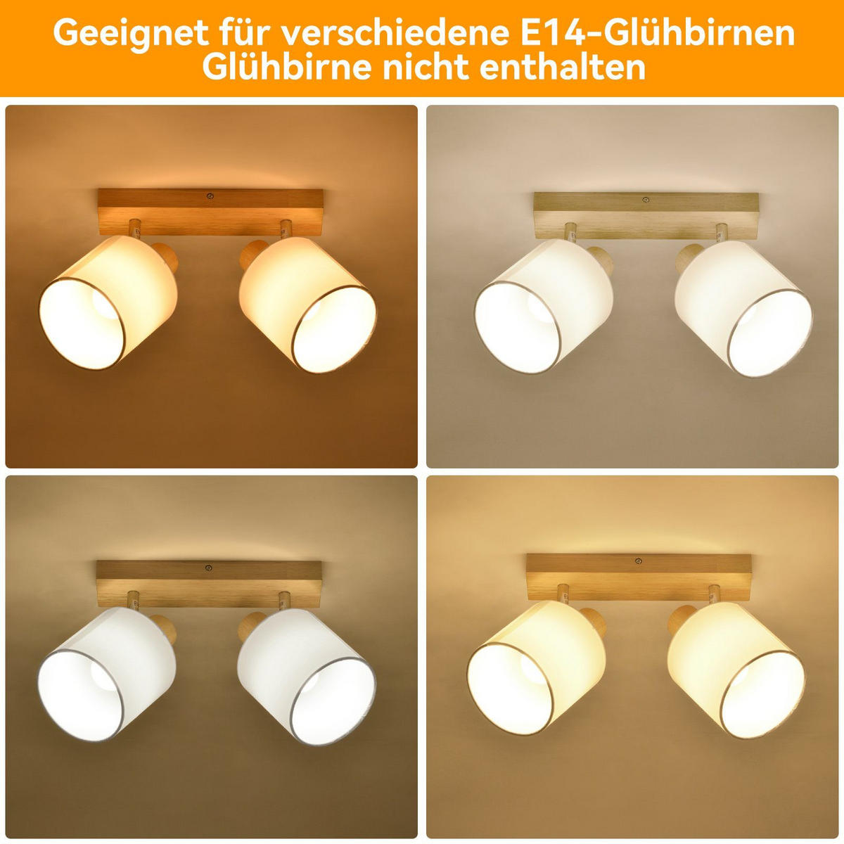 DECKENSTRAHLER Gaara 13/13/21cm - Eukalyptusholzfarben, Holz (13/13/21cm) - ZMH