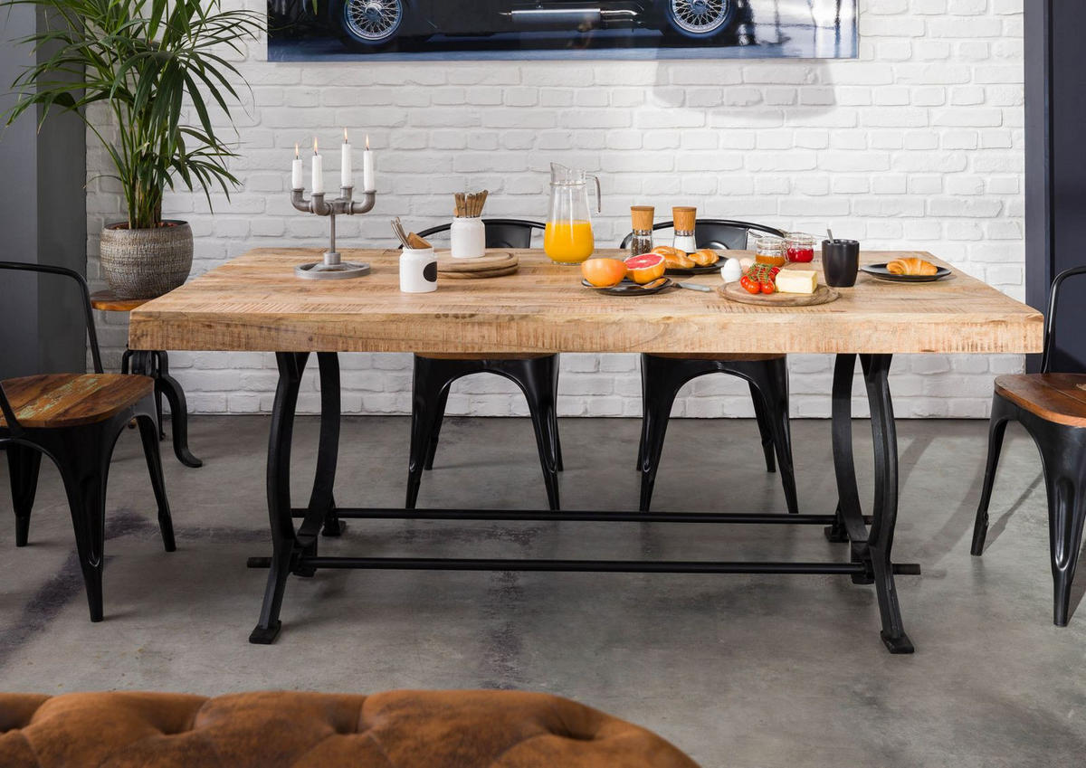 ESSTISCH Altholz 220x100x80 lackiert INDUSTRIAL #29 - Multicolor, Holz (100/220/80cm) - Massivmoebel24