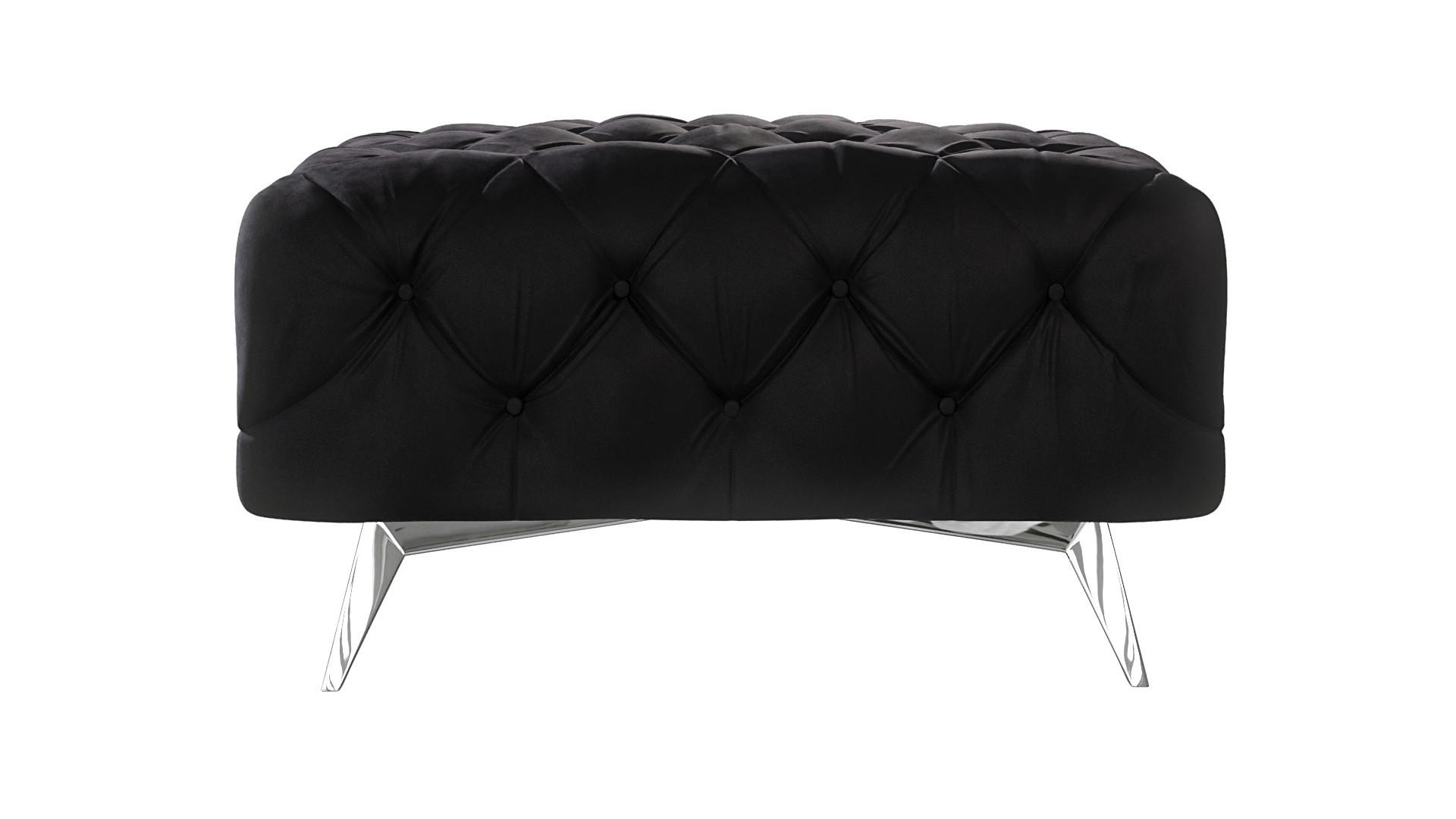 HOCKER Chesterfield Laura Schwarz Samt - Silberfarben/Schwarz, Holz/Textil (80/45/80cm) - S-Style Möbel