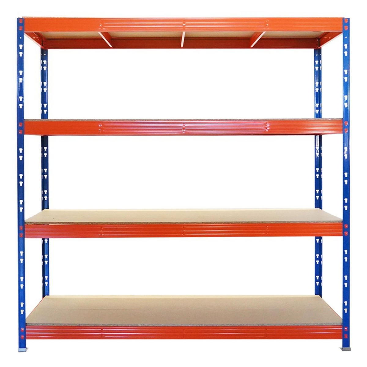 SCHWERLASTREGAL Rhino 200x200x60 cm 4 Spanplatten-Ebenen 16mm Fachlast 500 kg Blau/Orange - Blau/Orange, Metall (200/200/60cm) - PROREGAL