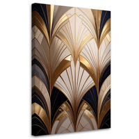 LEINWANDBILD, Dekoratives geometrisches Muster in Gold- und Brauntönen - Multicolor, Textil (30/45cm) - Feeby
