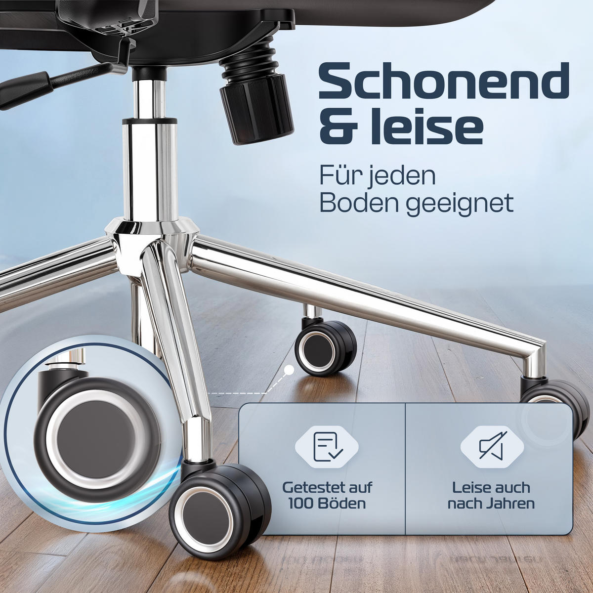 BÜROSTUHL BrightSeat Schwarz - Silberfarben/Schwarz, Kunststoff/Textil (70/142/70cm) - Clouvou