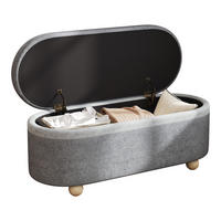 SITZBANK, Stauraum, Fleece, Holzbeine, Grau, 110x41x47cm - Grau, Textil (41/47/110cm) - FLIEKS