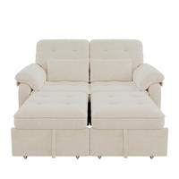 SCHLAFSOFA 142/90/86,5 cm aus Chenille mit 3-in-1-Bettfunktion Beige - Beige, Textil (90/86.5/142cm) - Modenvie