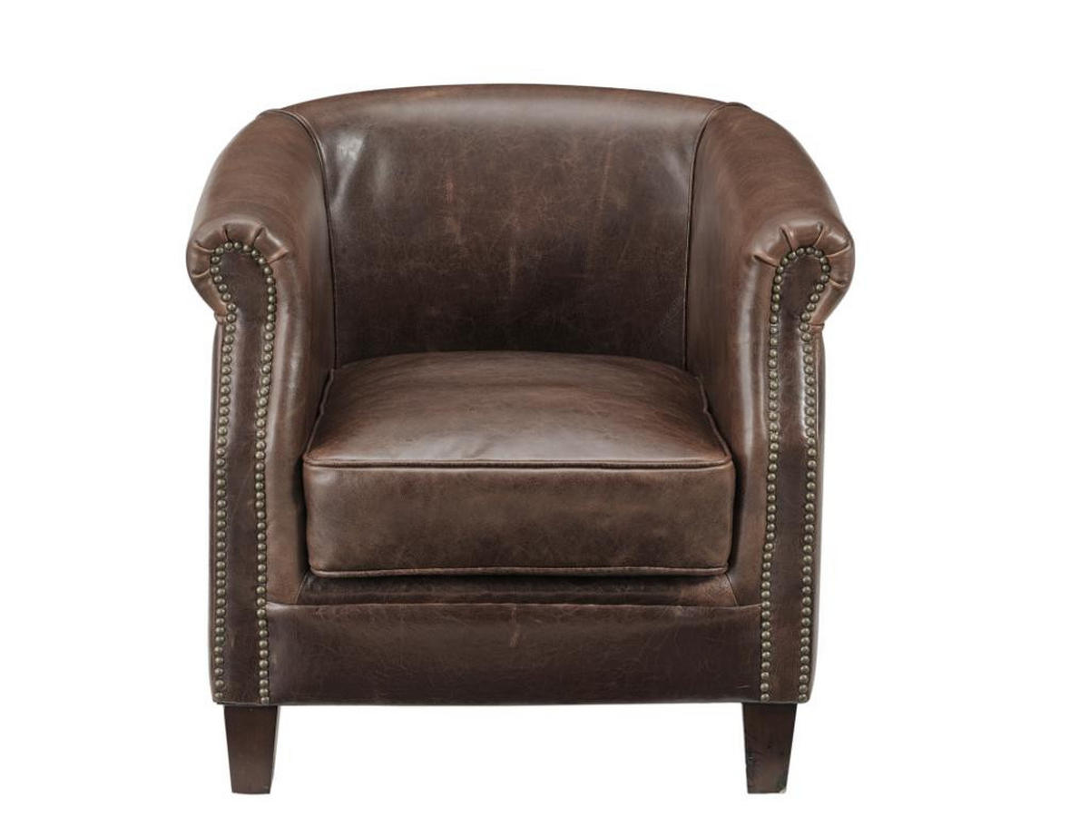 LEDERSESSEL - Vintage Leder - ENGUERRAND - Braun, Leder (77/72/78cm) - Vente-Unique