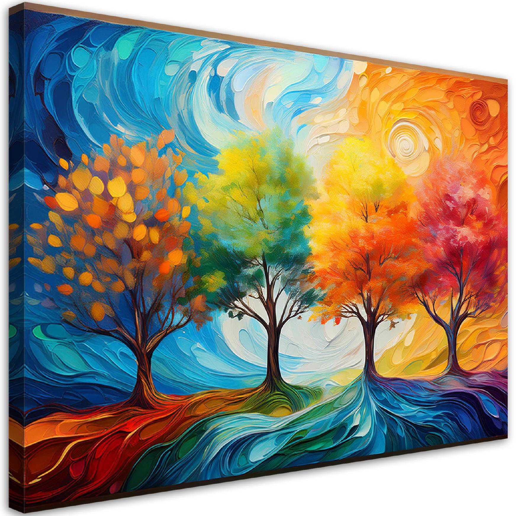 WANDBILD bunte bäume abstrakt - Multicolor, Textil (60/40cm) - Feeby