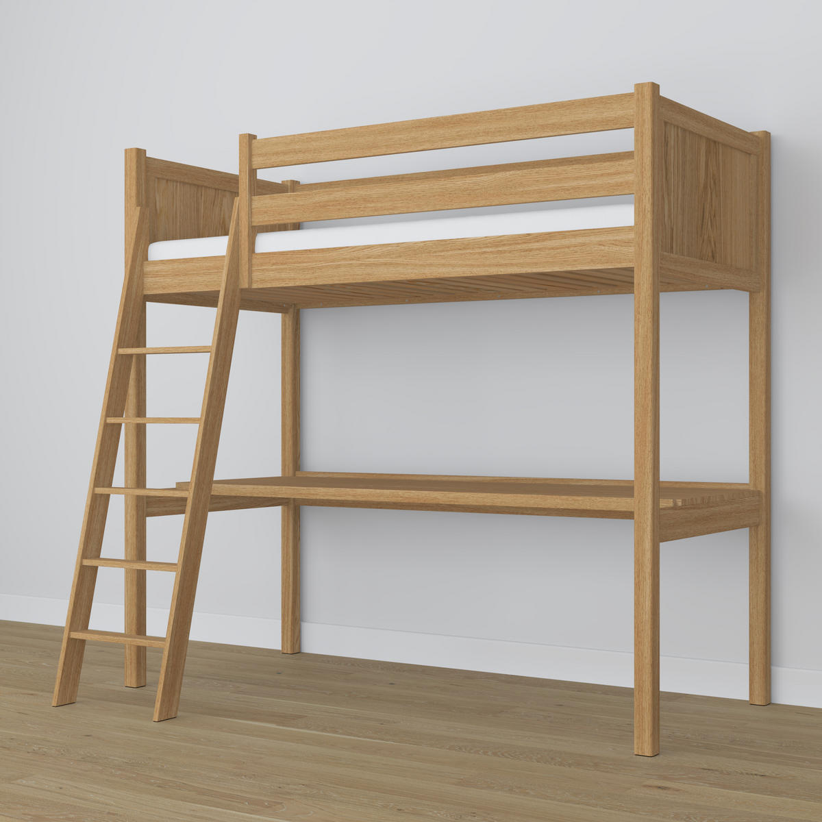 HOCHBETT N04 mit Schreibtisch Eiche Natur 80/180 - Eiche Artisan, Naturmaterialien/Holz (80/180cm) - N-Wood